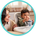 Mother with Baby and straw bottle