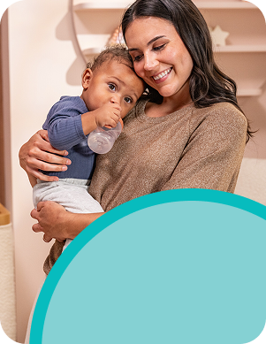Mother with Baby and Learner bottle