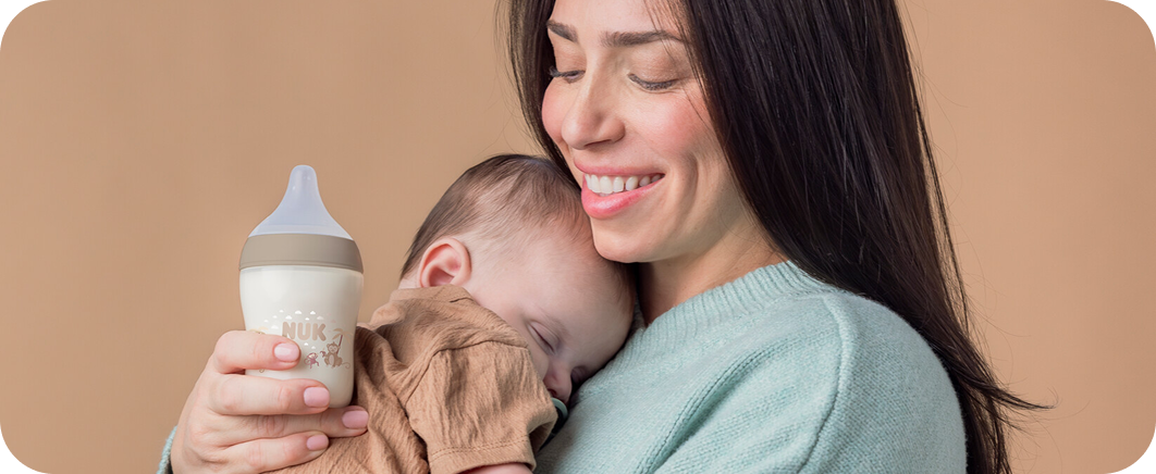 Mother with Baby and Baby bottle