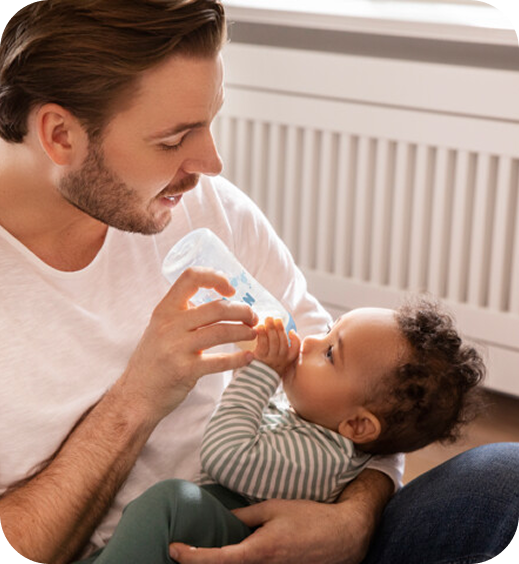 Father and Baby with Baby bottle