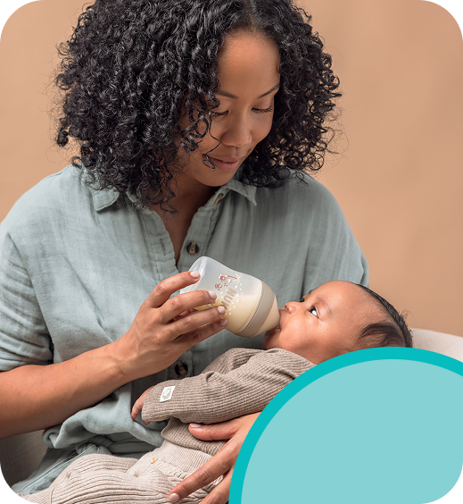 Mother with Baby and baby bottle