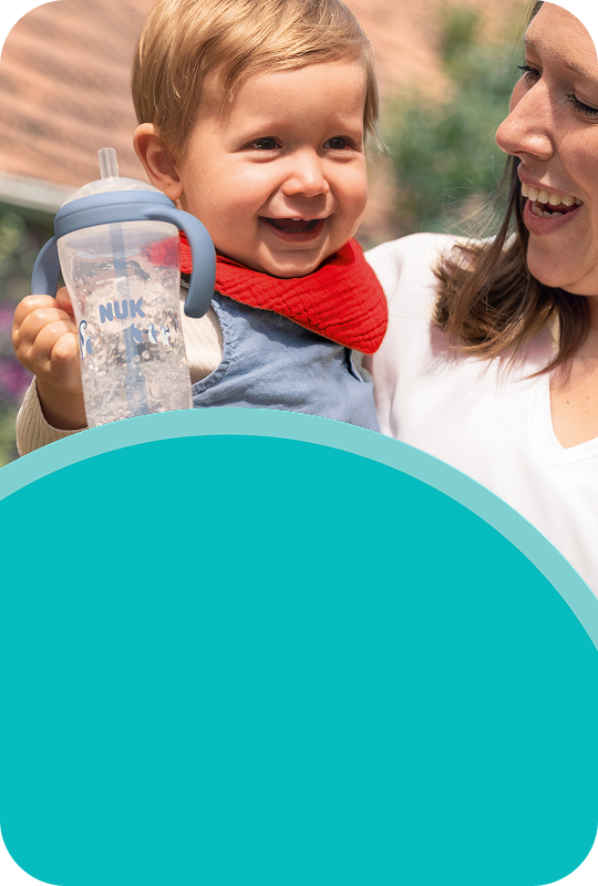 Mother with Baby and Learner bottle straw