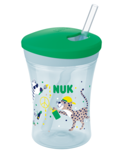 NUK Action Cup 230ml with drinking straw green