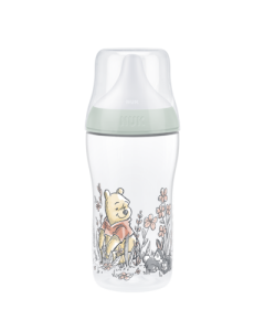 NUK Disney Winnie Puuh Perfect Match Babyflasche, Passt sich Babys natürlichem Trinkverhalten an, Anti-Kolik, 260ml, ab 3+ Monate